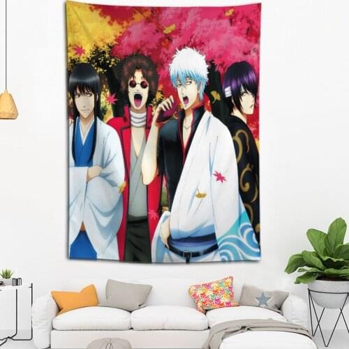 Hot Sale Custom Anime Gintama Printed Tapestry Background Decorative Tapestry Various Sizes Wall Hanging Decor