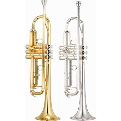 Quality Trumpet musical instrument copper tube B flat trumpet three tone trumpet Top musical instruments Brass Free Shipping