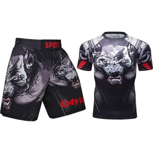 Cody Lundin 2021 Compression Shirt Compression Pants Sport Suit Men MMA Fitness Short Sleeve Male Gym Shirt Tracksuit Sportswear