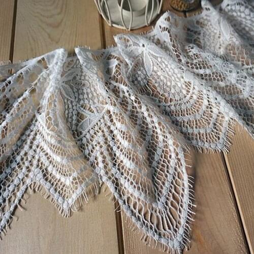 6M/lot Eyelash Lace Fabric DIY Decorative High Quality Soft Off White Black Nylon Eyelash Lace Trim Wedding Dress Fabric