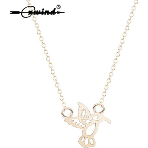 Cxwind Fashion Hummingbird Pendants & Necklaces Charm Flying Bird Chain Necklace for Women Wedding Gift Jewelry collar