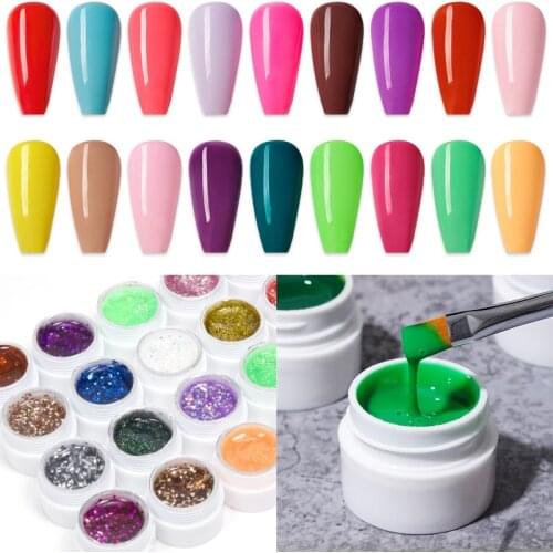 36 Color Soak Off LED UV Gel Nail Polish Pure Color and Colorful Glitter Powder Semi-Permanent Nail Gel Lacquer Kit