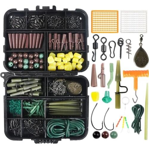 277Pcs Carp Fishing Tackle Kit-Assorted Carp Fishing Equipment Set Including Carp Hooks Fishing Swivels Clips Sinker