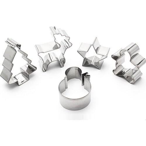 Stainless Steel 5Pcs/Set Silver Christmas Gingerbread Men Cookie Cutters