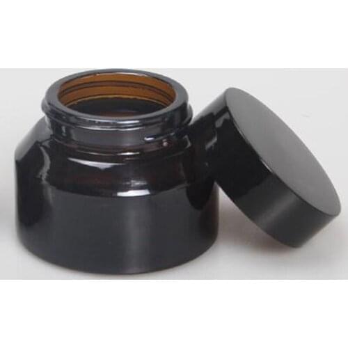 NEW 500pcs 15g 30g 50g Frost Black Glass Cream Jar With Lids White Seal Insertion Container Cosmetic Packaging Glass Cream Pot