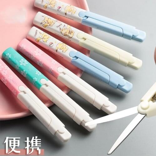 Pen Shape Scissors Student Kid Fold Stationery Paper Cut DIY Office School Home Art Child Preschool Safe Blunt Tip Portable Cute
