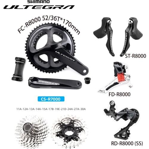 SHIMANO ULTEGRA R8000 Groupset R8000 Derailleurs Shifter Road Bike 2x11 Speed Set 170mm Crankset R7000 Cassette with BB