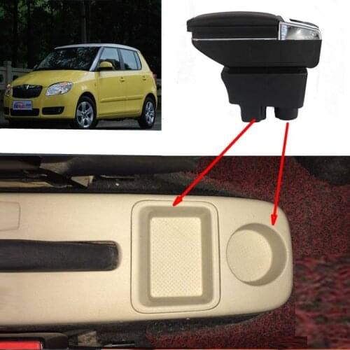 For Fabia Roomster armrest box central Store content Storage box with cup holder ashtray USB interface products 2006-2015