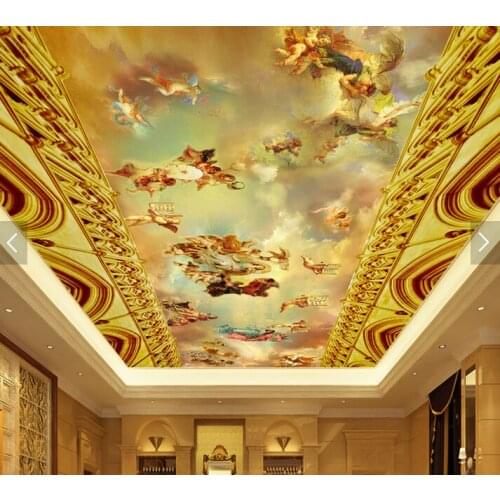 Custom ceiling wallpaper. Angel oil painting for the living room bedroom ceiling background wall vinyl papel de parede