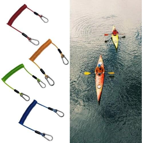 Kayak Paddle Leash, Secure Stretch Lanyard Leash for Paddle and Fishing Rods, Quick Realease D-Shape Carabiner Included