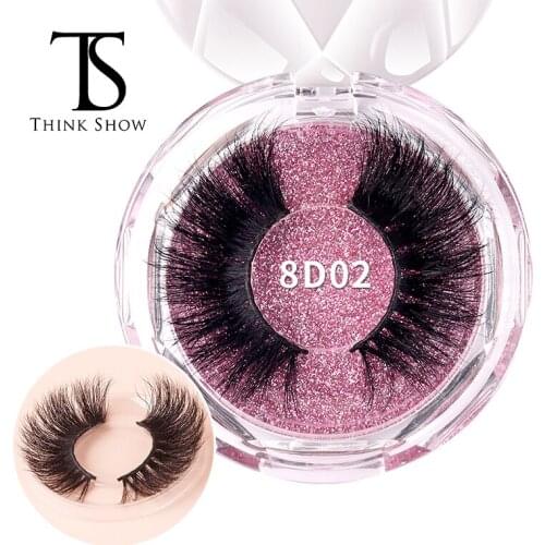 THINKSHOW Fluffy 25mm Lashes Natural 8D Mink Eyelashes Dramatic Long Lashes 25mm Full Volume False Eyelash Reusable Lashes