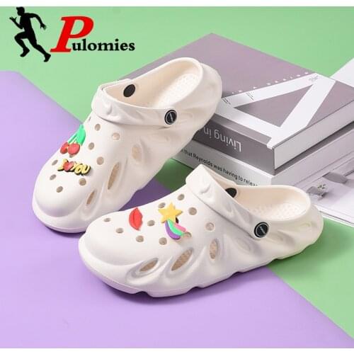 PULOMIES Summer Women Slippers Platform Clogs Outdoor Garden Shoes Female Pool Sandals Indoor Flip Flops Mules Beach Slippers