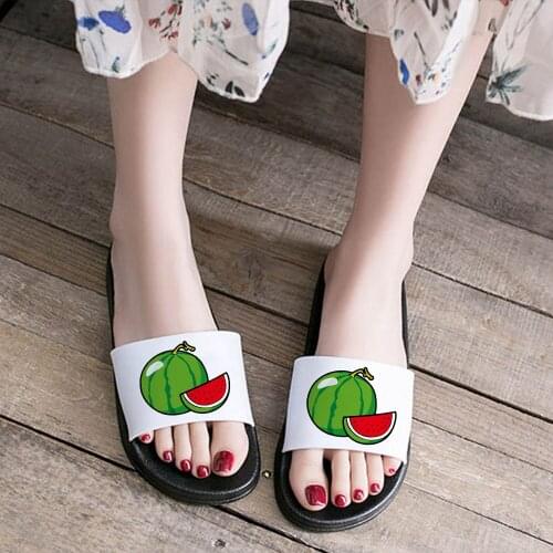 2021 shoes Women Slippers Platform Sandals Cartoon watermelon Print Outdoor Flip Flops Indoor Slippers femme Summer Ladies Shoes
