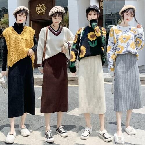 TingYiLi Knitted Pencil Skirts