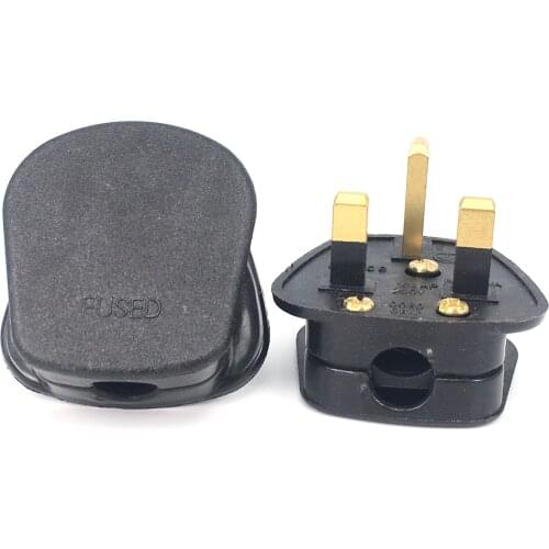 UK 3 Pins AC Electrical Power Rewireable Plug Male Wire Fused Socket Outlet Adaptor Extension Cord Cable Connector