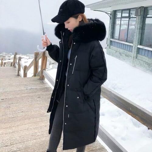 Hooded Big Fur Collar Doudoune Femme Long Thicken Raglan Sleeves Winter Warm Woman Jacket Straight Abrigos Mujer Invierno 2020