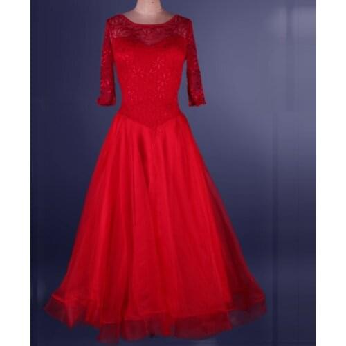 Ballroom waltz for women standard dance competition dresses standard waltz flamenco tango purple red lace ladies girls children