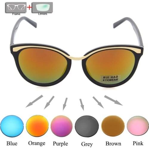 Prescription Sunglasses Women Customize Myopia Sunglasses Cat Frame Fill Color Lenses Sun Glasses