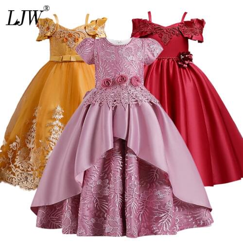 4-14 Years Kids Dress Flower Long Beading Elegant Teenagers Prom Gowns Dresses Girl Party Kid Evening Bridesmaid Princess