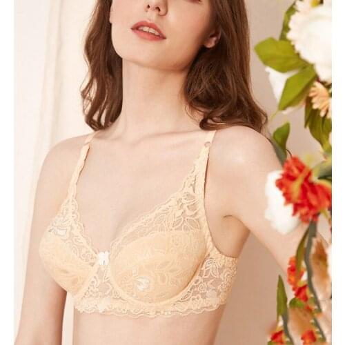 2020 thin bralette lace bras for women sexy brassiere plus size push up floral gather 105 46 34 36 wireless underwear intimates