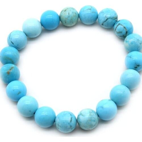 Natural Stone Beads 6/8/10mm Fashion Bracelet Blue Turquoises Strand Bracelets Women Charm Yoga Homme Pulseras Prayer Jewelry