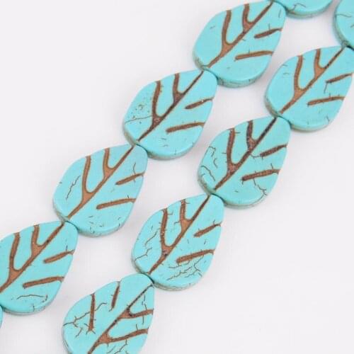 Natural Stone Loose Beads Leaf Shape Green Howlite Bead for Women Men Bracelet Ring Necklace Jewelry DIY Making Needlework TL193