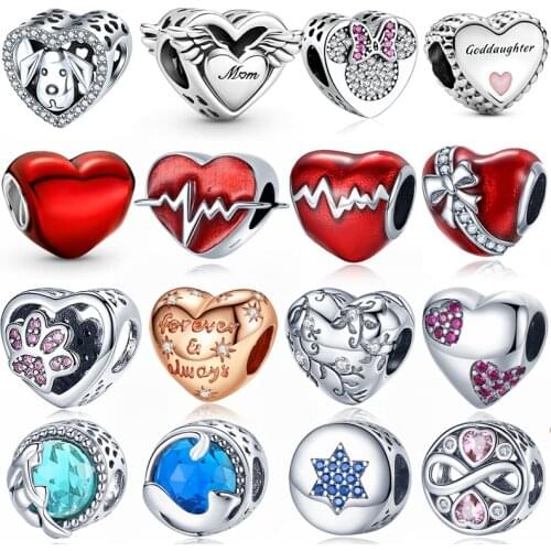 CODEDOG 100% Real 925 Strerling Silver Love Heart Charms Beads Fit Original 3mm Bracelet Beads DIY Jewelry Making C007