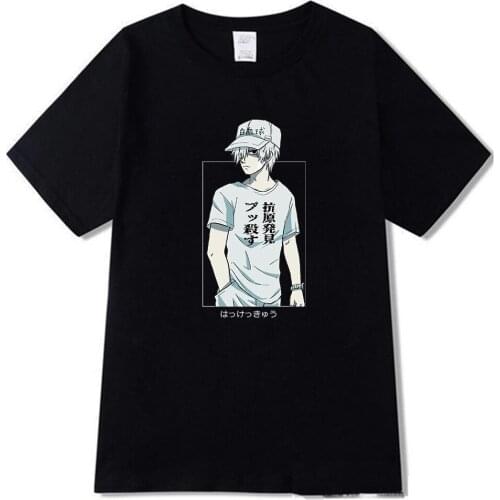 New Anime Cells at Work Kawaii T-shirt Men Short Sleeve Cotton T Shirt Tees Tops Harajuku Streetwear