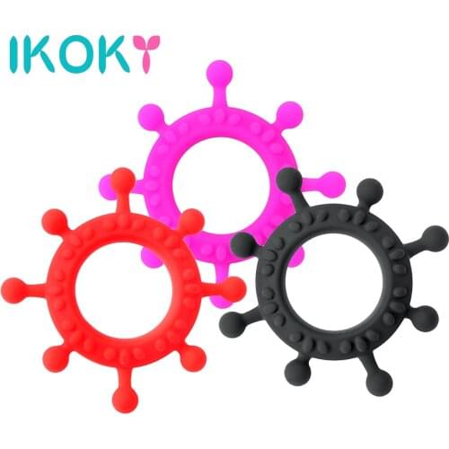 IKOKY Sex Toys for Men Silicone Penis Ring Locking Cock Ring Adult Products Masturbation Gear Steering Wheel Sex Products