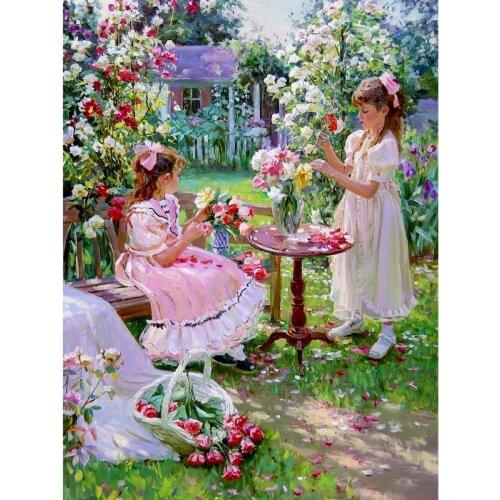 GATYZTORY 60X75cm Oil Painting By Numbers Flower and girl DIY Paint by numbers On Canvas Home Decor Frameless Digital Painting