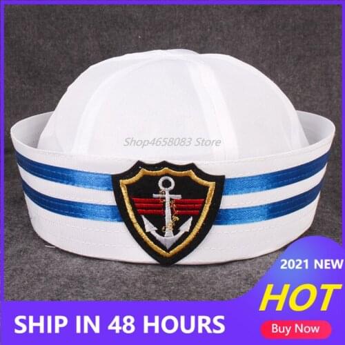 Military Caps Navy Army Hat Vintage White Captain Sailor Hats with Anchor Cosplay Dress Accessories Adult Child Military Hats