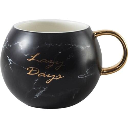 Coffee Mug Printing with Gold 530ML Women Men Marble Ceramic Coffee Mug Milk Drink Cup Novelty Gift Black White Pink