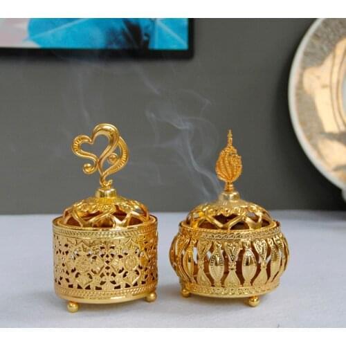 European Style Lace gold hollowed out metal hand-held incense burner tabletop decoration incense burner ornaments