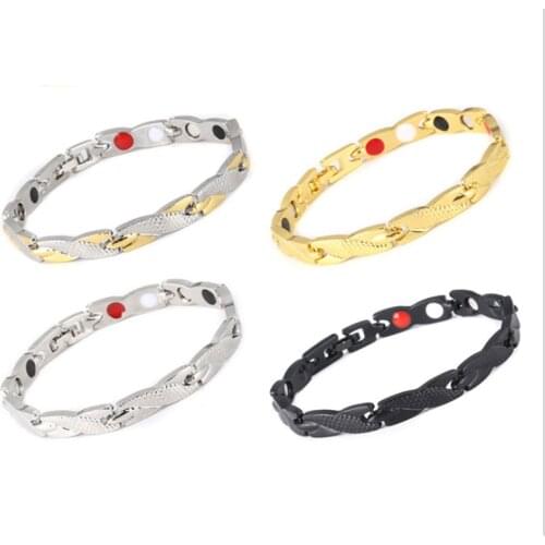 Magnetic Titanium Steel Therapy Bracelet Weight Loss Energy Slimming Bangle Bracelets for Arthritis Pain Healthcare