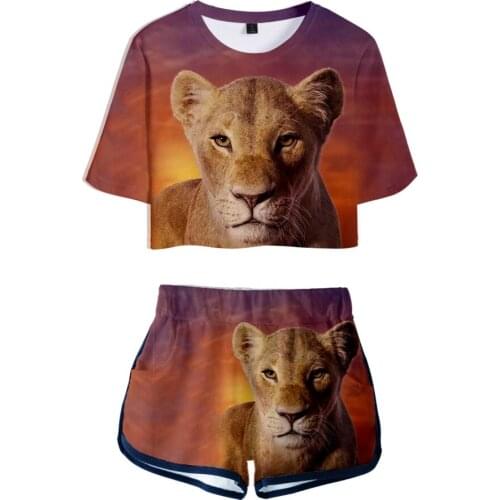 Fashion Design 3D Two Pieces sets Women girls t-shirt Film glory kingdom King The Lion King Simba Popular girls T-shirts shorts