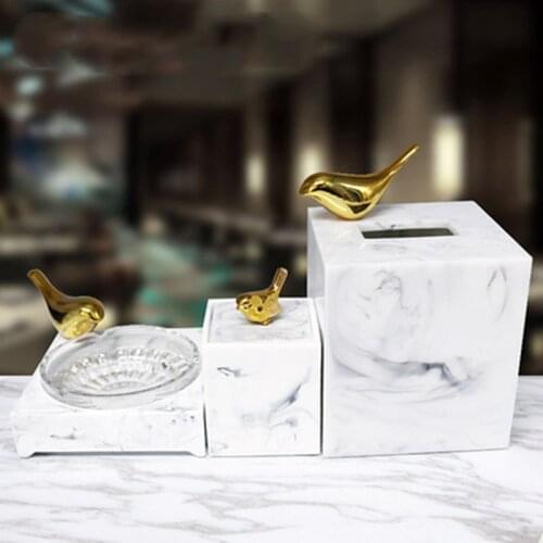 Marbling Resin Tissue Paper Box Tissue Case Napkin Storage box Cotton swab box Toothpick Holder Home Accessories Decor