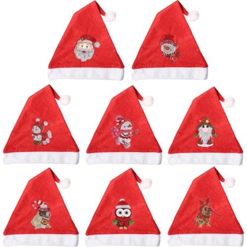 DIY 5D Diamond Painting Kit Mosaic Flannel Christmas Hat 2022 New Year Rhinestone Drawing Crafts Gifts Home Xmas Party Decor