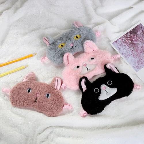 Plush Eye Mask Eyeshade Cover Shade Natural Sleeping Eye Patch Cute Cat Dog Sleep Mask Women Men Soft Blindfold Travel chistams