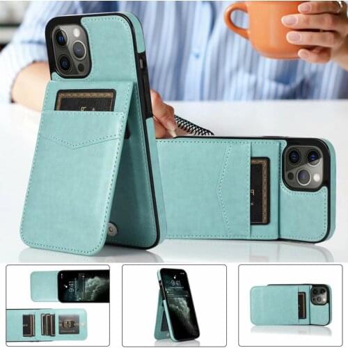 Vertical Flip Card Holder Leather Case For iPhone 12 11 Pro 6 6S Plus X XR XS Max Retro Cover For iPhone 7 8 Plus Wallet Pouch