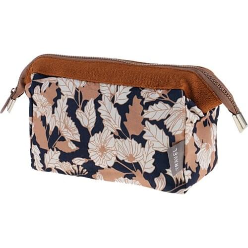 Waterproof Travel Organizer Cosmetic Makeup Tools Bag Toiletry Pouch Case - Brown Color