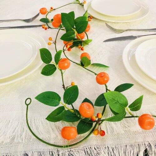 Artificial Orange Hanging Rattan Fruit Tangerine Vine Simulation Plant Kumquat Berries Garland for Home Wedding Party Decor