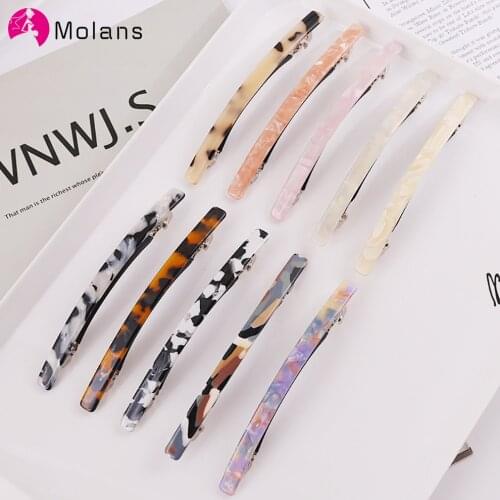 Molans Women Fashion Leopard Acetate Geometric Hair Clips Vintage Hairpins Long Barrettes All Match Fashion Hair Accessories