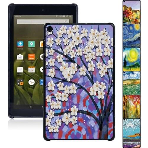 Hard Plastic Tablet Back Case For Fire 7 5/7/9th Gen/HD 8 /Fire HD 10/Fire HD 8/Plus 10th Gen 2020 Fashion Paint Pattern+Stylus