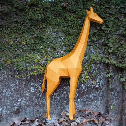 1Meter 3D Paper Model Giraffe DIY Papercraft Handmade Animal Stereo Origami European Style Floor Ornaments Children Craft Toys