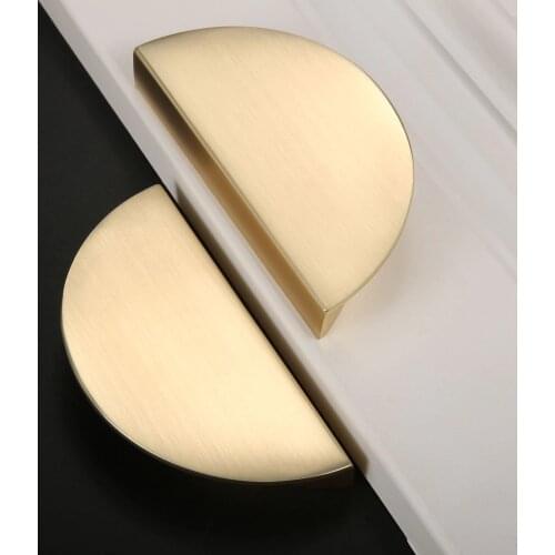 1Pair Solid Half Moon Handle Semicircular Cabinet Drawer Pull Knob Chinese Style Door Pull