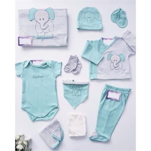 Elephant Patterned Hospital Output 10 Piece Mint Green Soft 100% Cotton Baby Gift Layette Hospital Outfit Baby Set 0-3 9,9-12months gift