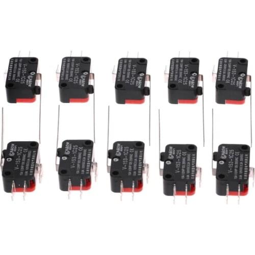 10pcs V-153-1C25 Limit Switches Long Straight Hinge Lever Type SPDT Micro Switch 85DA