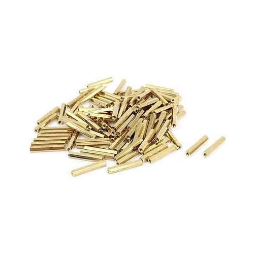 100 Pcs M2 x 18mm Gold Tone Dual Ends CCTV Camera Standoff Hexagonal Nut Spacer