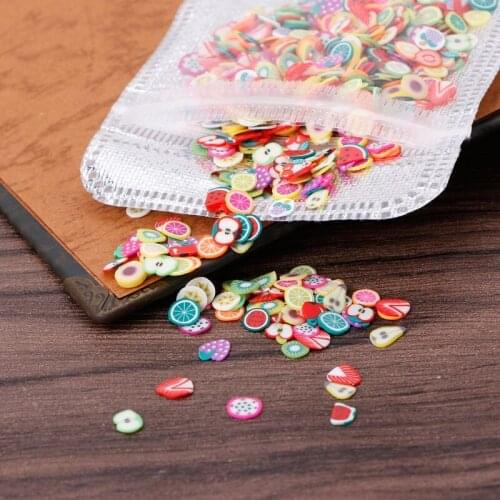 1000PCS/Bag 3D Fruit Fur Shape Polymer Clay DIY Nail Art Tip Sticker Decoration Q1FB