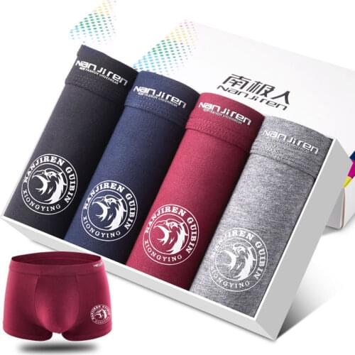 4pcs/lot Underwear Boxer Shorts Panties Solid Shorts Brand Underpants Men 100% Cotton Breathable Mid Waist Shorts Men L-3XL